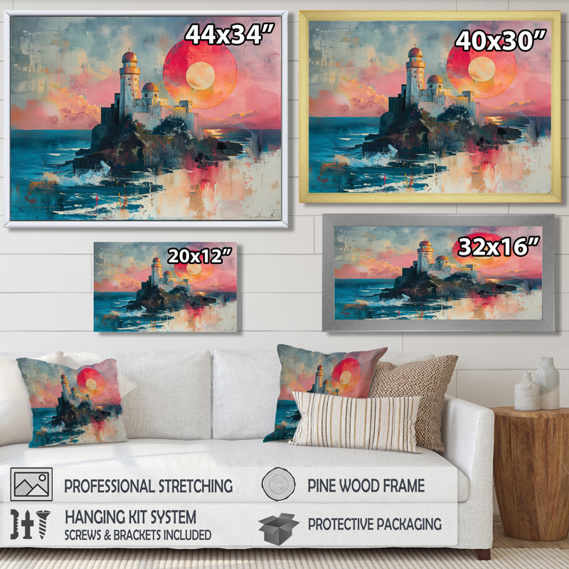 «Pink Blue Summer Coastal Astral Observerals - Reproductions d'art mural, H 12 po x l 20 po x P 1 po