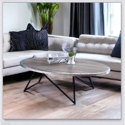 Allis Weathered Gray Oak & Metal Finish Coffee Table, Combining Modern Design and Robust Functionality for Any Living Room