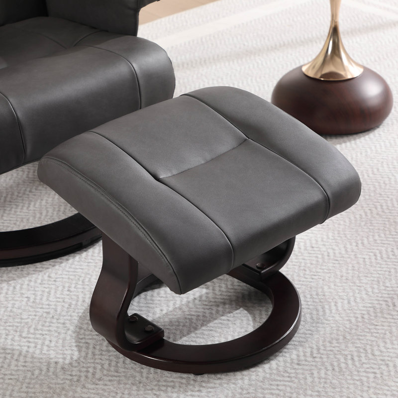 Fauteuil inclinable pivotant en similicuir avec repose-pieds, fauteuil inclinable réglable avec base en bois massif, pour le bureau et la vie