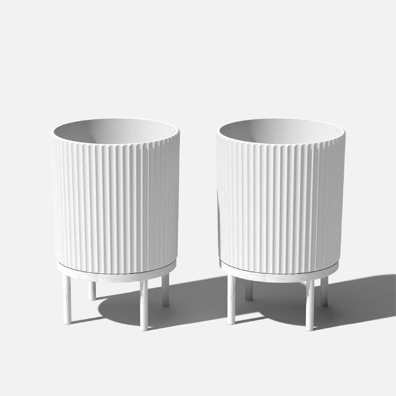 Jardinière Demi Series avec support, 2, H 22 po x l 14,75 po x P 14,75 po, Blanc / blanc