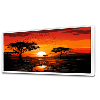Arbre africain, safari au coucher du soleil - art mural Baobab