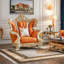 Fauteuil en cuir véritable européen capitonné