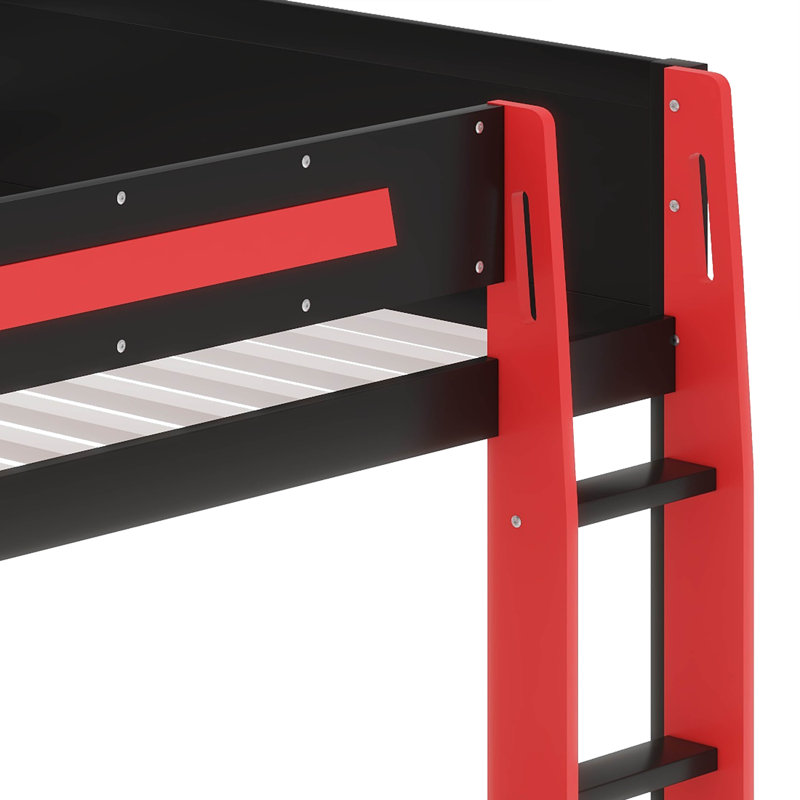 Lit superposé double avec bureau et lumière DEL, Rouge