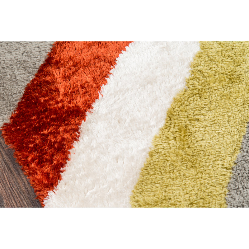 Retro Multicolor Hand-Tufted Shag Runner Rug
