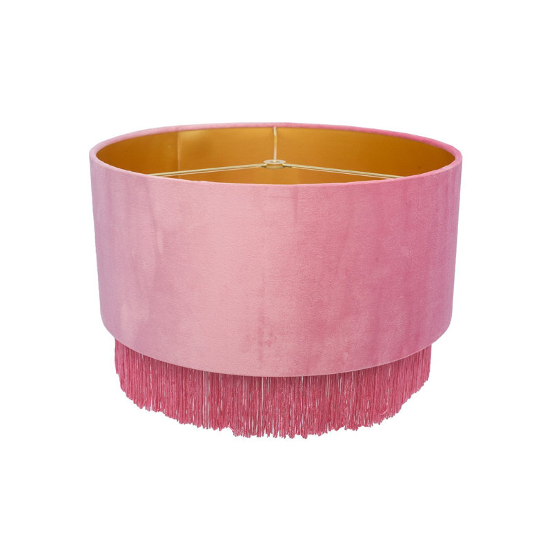 Abat-jour tambour en velours (araignée), H 8,66 po x l 13,78 po x P 13,78 po, Rose clair