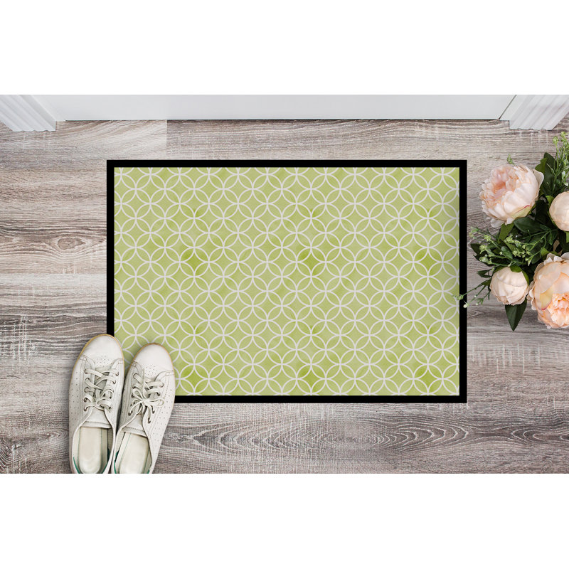 Tapis de porte d’extérieur antidérapante à motif aquarelle gemoetric cercles, Rectangle 24 po x 36 po