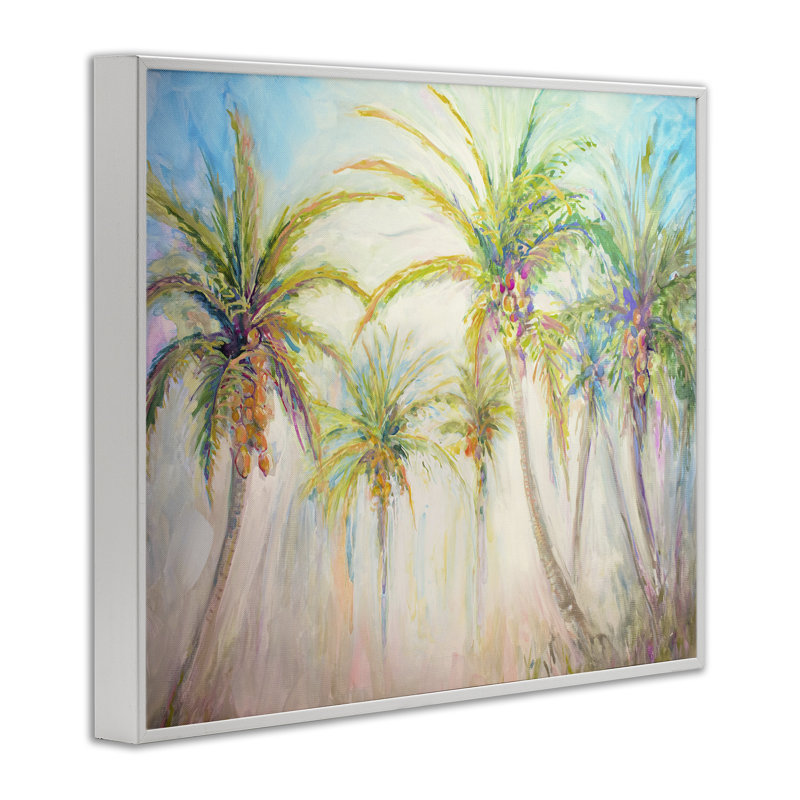 «Swaying Palms», estampe numérique par Diannart, H 11 po x l 14 po, Estampe numérique encadrée blanc bord de mer