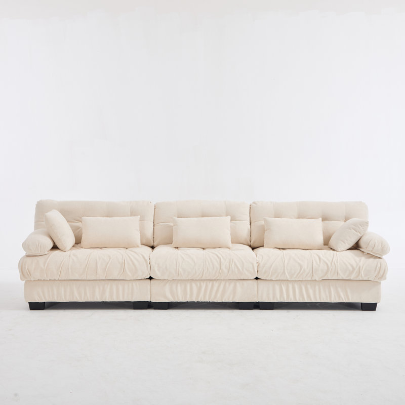 Spacious Sectionals, Wood 123 Inch Modern Deep Seat Sofa For Home