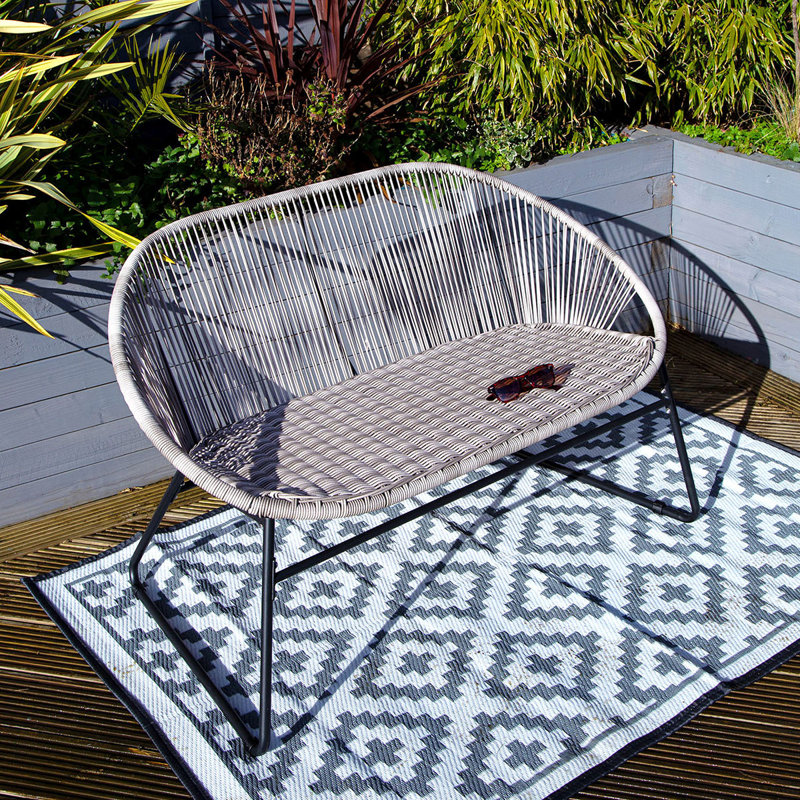 Egishe Rattan Traditional Bench, Grey