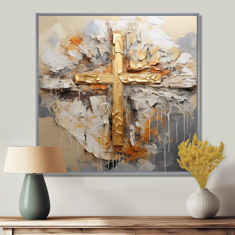 Impression sur toile, art mural doré, H 30 po x l 30 po x P 1 po, Silver Floater Framed
