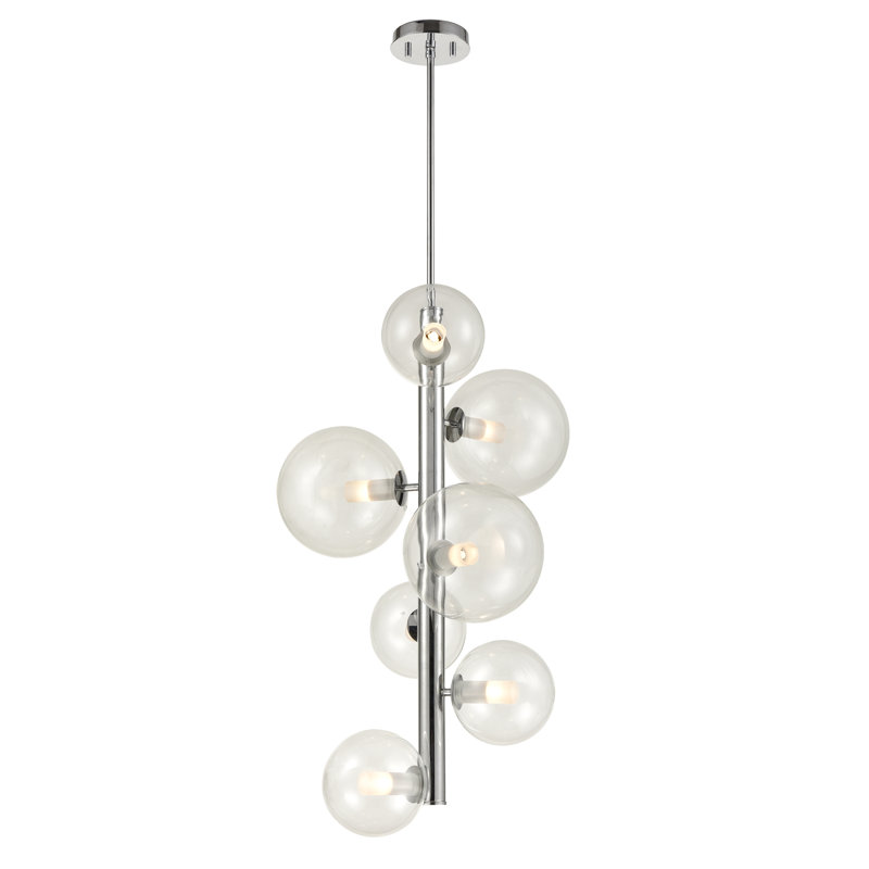 Luminaire suspendu sphère 7 lumières grappe Sumner, Transparent, Chrome