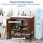 Armoire de meuble-lavabo en bois 31 po avec portes en noyer Dooltle