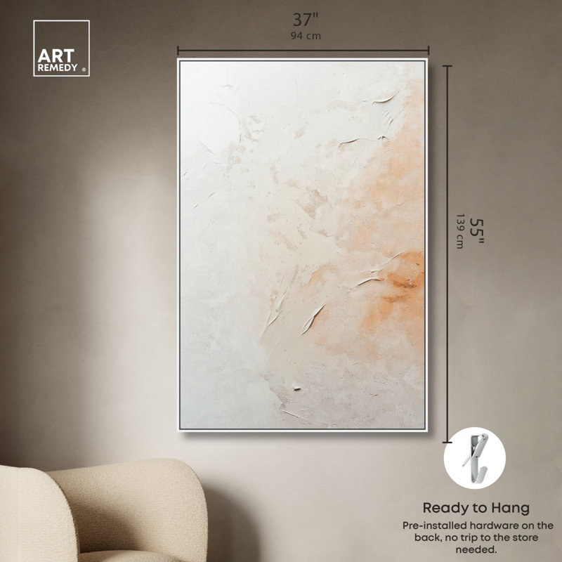 Toile de cendres nébuleuse, art bohème minimaliste par Art Remedy, H 55 po x l 37 po, Cadre blanc