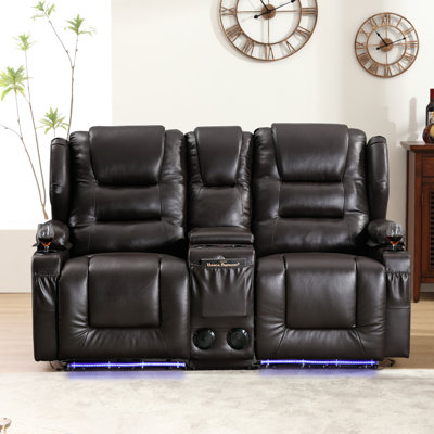 Power Recline Chair Loveseat Rv Sofa With Console, Storage, Usb Charging, Lighting And Cup Holders by Wrought Studio