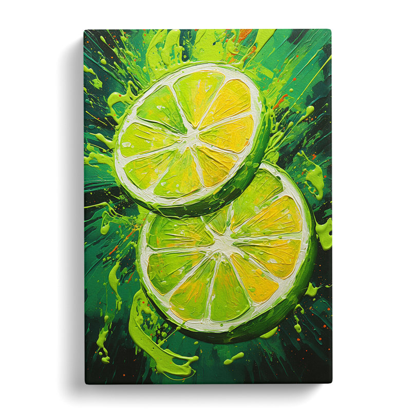 Sliced Lime Expressionism - Wrapped Canvas, 50cm H x 35cm W x 3cm D
