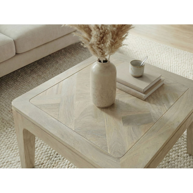 Square White-Washed Mango Wood Coffee Table