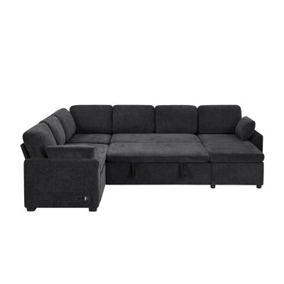 Convertible Sectionals Chenille U Shaped Modern Sofa Bed For Home