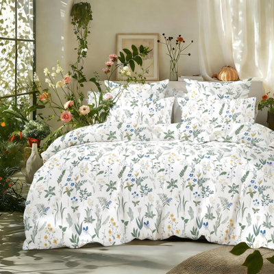 Botanical Floral Comforter Set Soft Chic Colorful Spring Floral Bedding Set  Fresh Garden Botanical Comforter Set For All-season