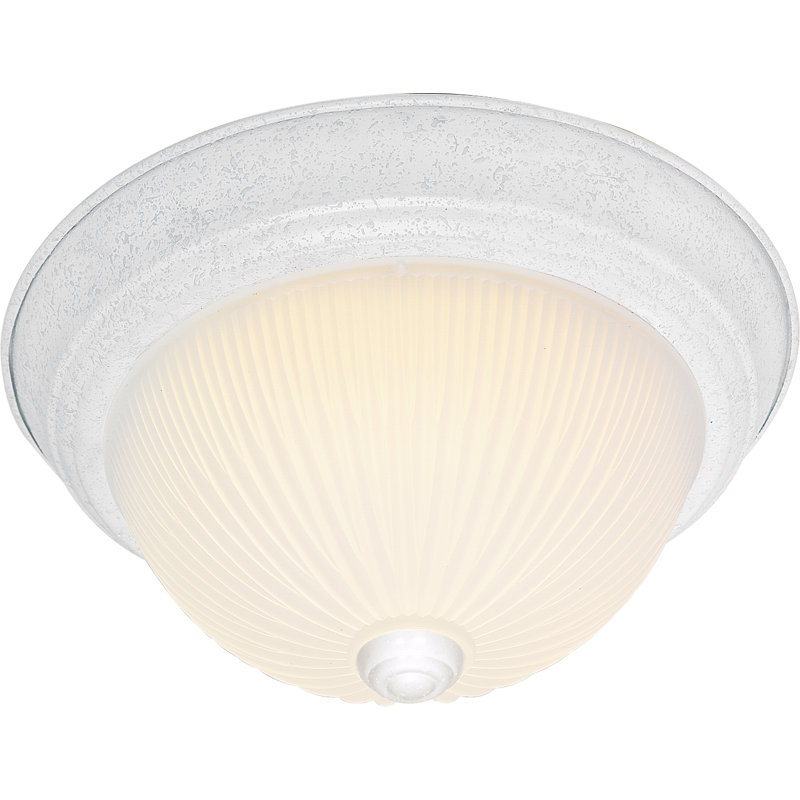 Capri Glass Flush Mount, Textured White, 6" H x 15.25" W x 15.5" D