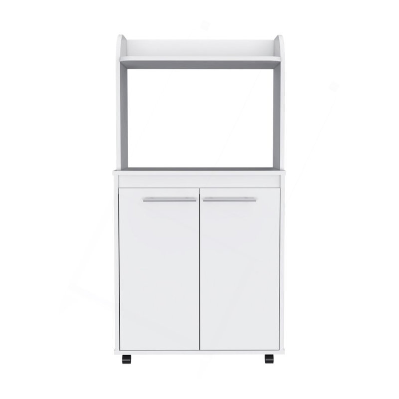 Kitchen Cart Totti, Double Door Cabinet, One Open Shelf, Two Interior Shelves