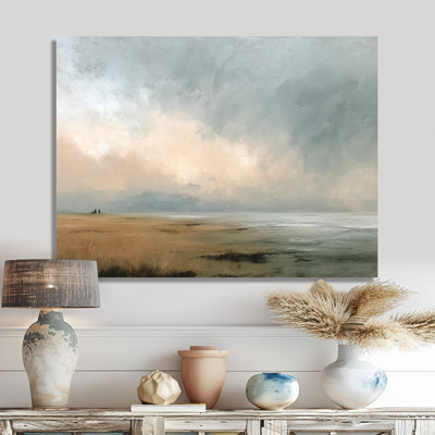 Green And Grey Coastal Rain Afternoon - Coastal Canvas Art, Green Coastal Wall Art