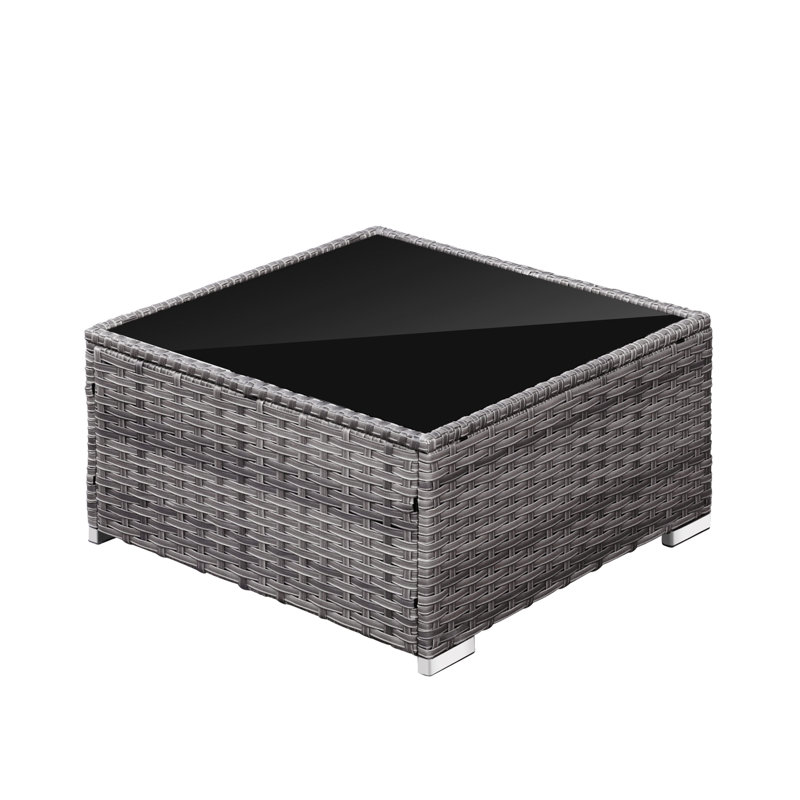 Ensemble de conversation modulaire en rotin 7 pièces avec coussins Lava, Noir