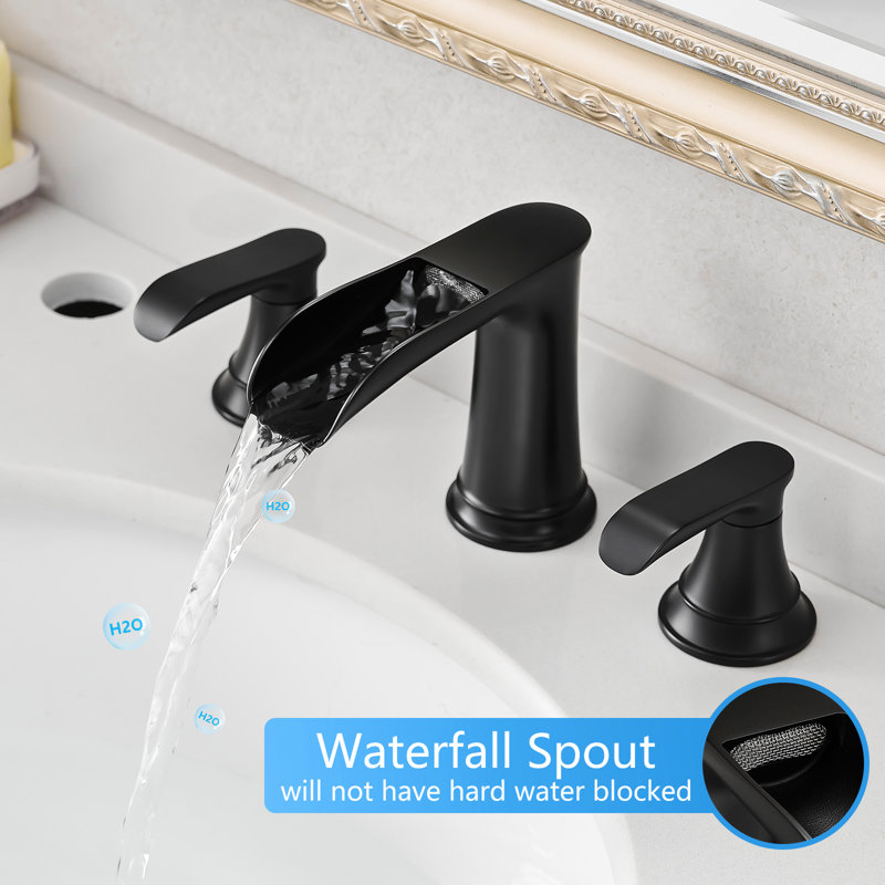 Ensemble de 2 robinets pour 2 lavabos - noir espacé de 8 pouces avec cartouche en céramique et drain escamotable mat pour salle de bain