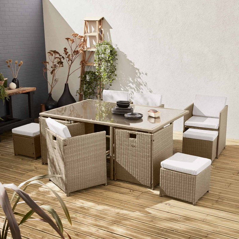 Aluminum Rattan Cube Table 6 to 10-Seater, Belge