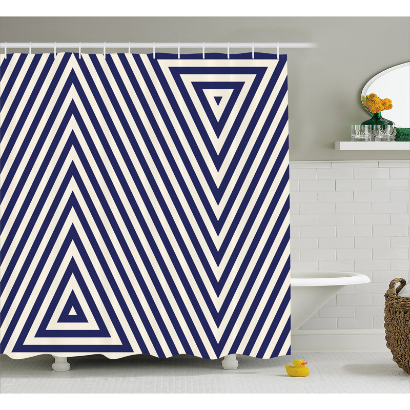Geometric Shower Curtain with Hooks Included, 69" W x 70" L