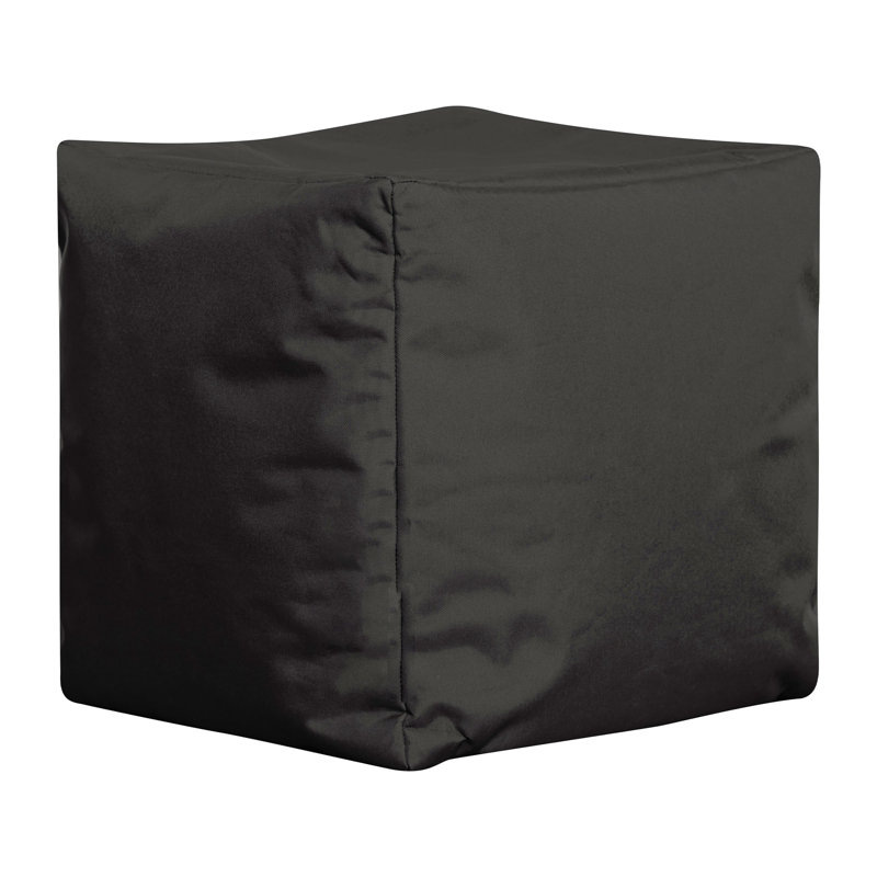 Moseley 16" Square Bean Bag Pouf Ottoman, Water-Repellent, Black