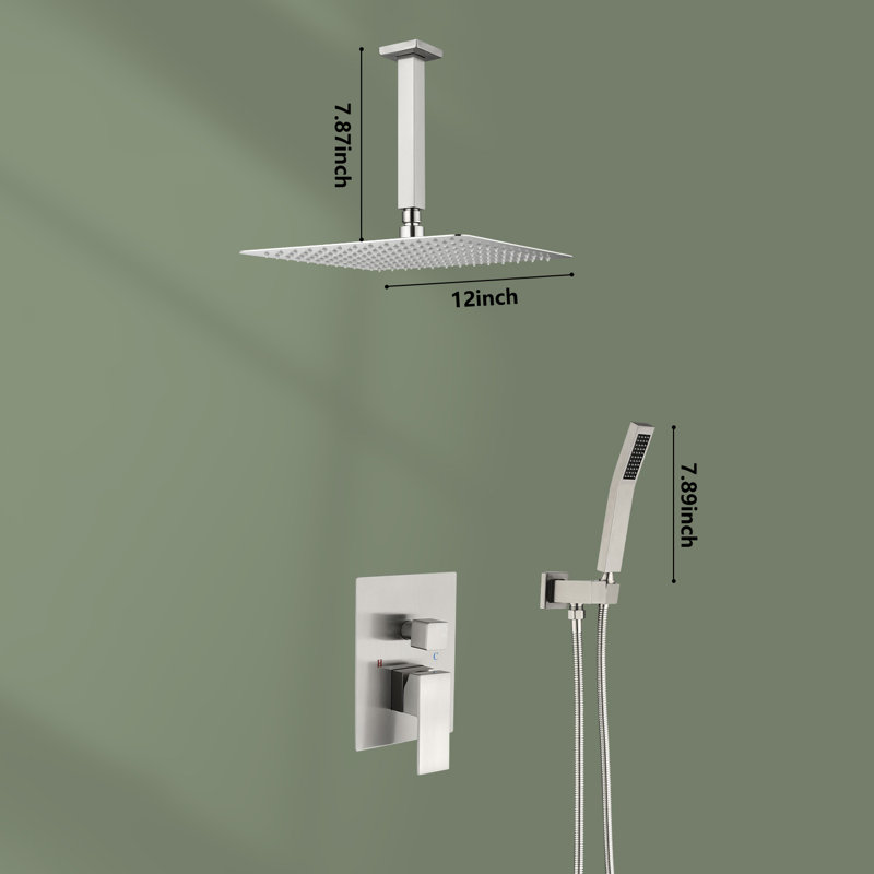 Complete Shower System with Rough in-Valve, Brushed Nickel
