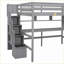 Lit mezzanine double en bois de pin avec bureau et amp; Escalier de rangement, aucun sommier nécessaire, gris-2094967918
