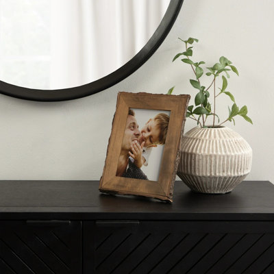 5X7 Inch Natural Wood-Edge Tabletop Picture Frame, Minimalist Style For Elegant Photo Display