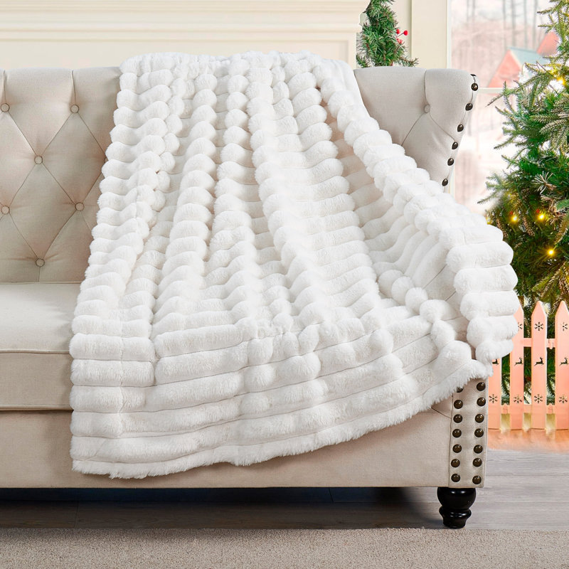 Throw Blanket, Ivory, 152.4cm x 203.2cm