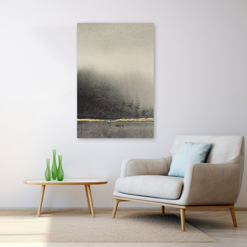 After the Storm I No Red Crop - Art abstrait doré noir doré, H 48 po x l 32 po