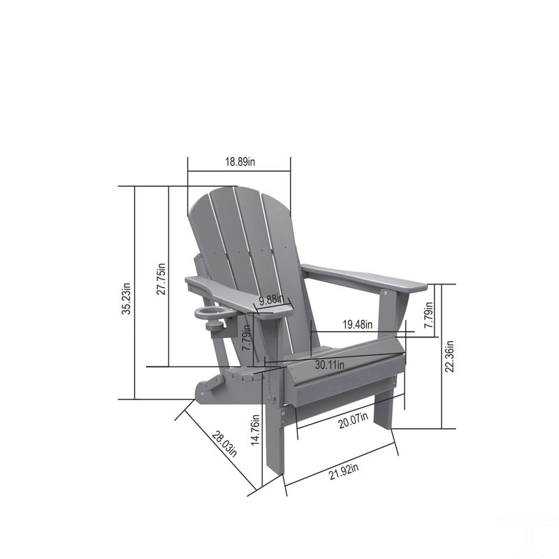 Chaise Adirondack pliante avec table d'appoint, ensemble de 3 chaises Adirondack à texture de bois, Bleu