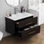 Ensemble de meuble-lavabo mural 24 po avec lavabo, deux tiroirs, lavabo en céramique, assemblage facile, poignée longue en métal doré, 2 tiroirs de rangement-119117014-119697173