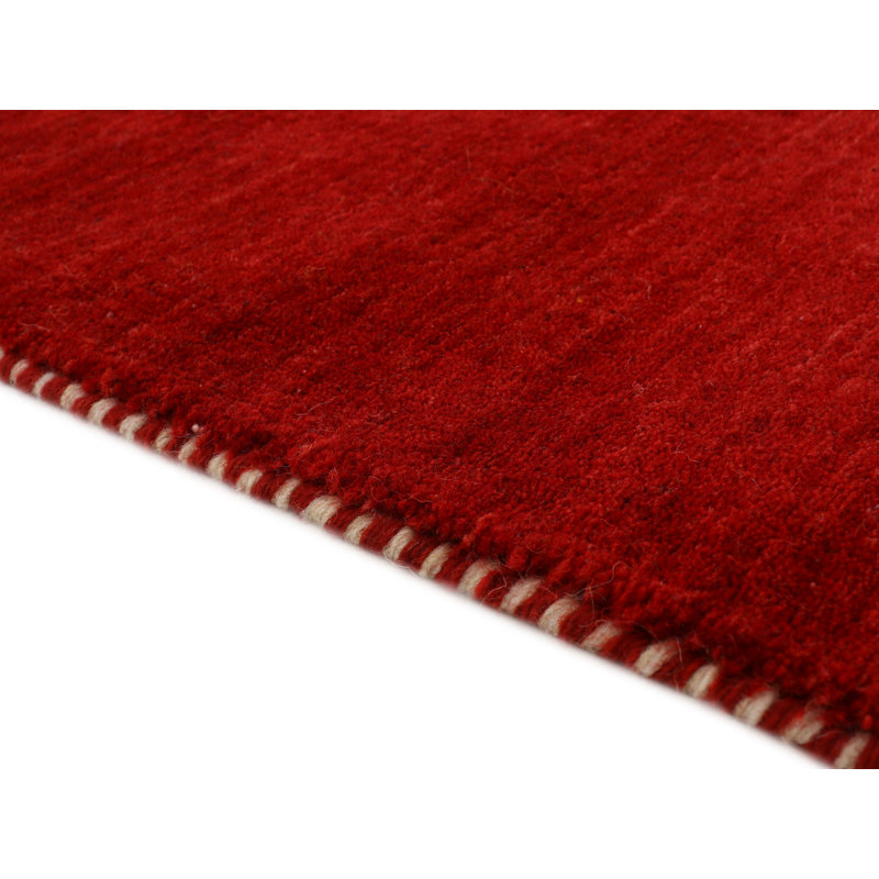 Handwoven Wool Gabbeh Uni Red Rug, Square 150cm