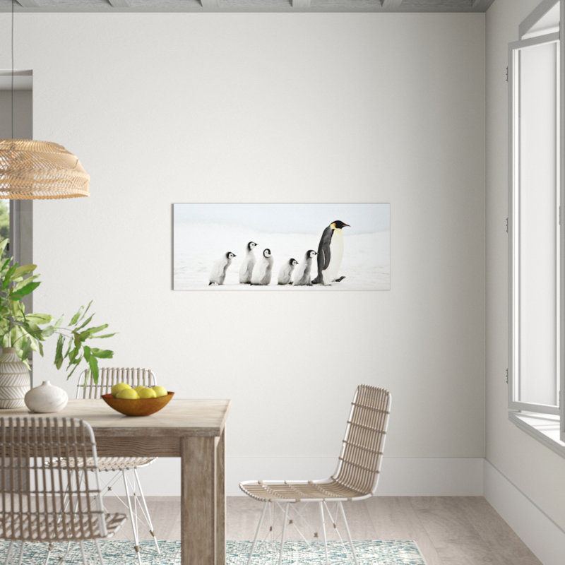 Penguin Family - No Frame Print on Glass, 50 cm H x 125 cm W x 1.4 cm D
