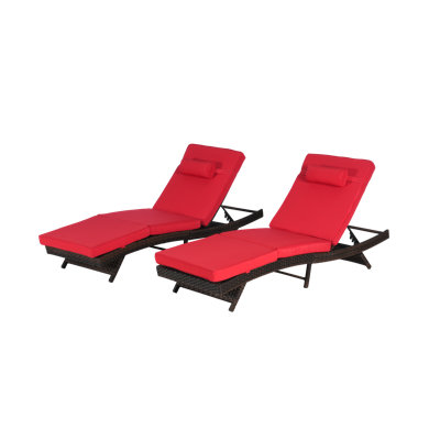 Ensemble de chaises d'extérieur inclinables en osier pour se détendre et se faire bronzer