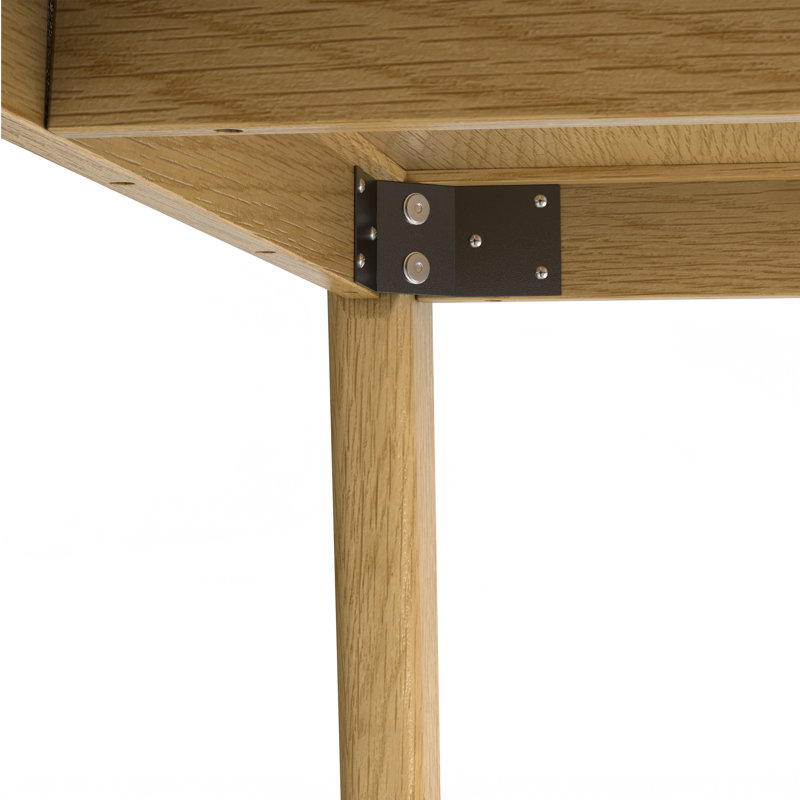 Mid-Century Modern Oak Wood Rectangular Dining Table for Six