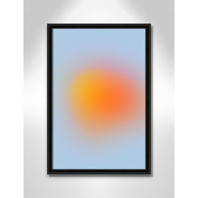 Imprimé néon orange brillant, Pas de tapis, Cadre flottant espresso, H 19,5 po x l 13,5 po x P 2 po