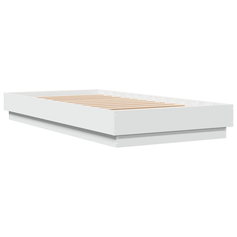 17 Stories Bed Frame With LED Lights , UK Single - 90 x 190 cm, White