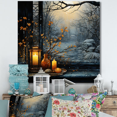 «Winter Frosty Still Life Pointillism II», reproduction sur toile