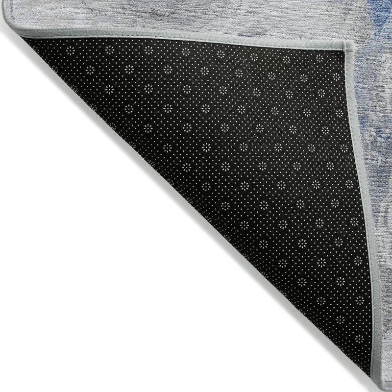 Tapis extérieur lavable abstrait bleu et ivoire 3 pi x 5 pi