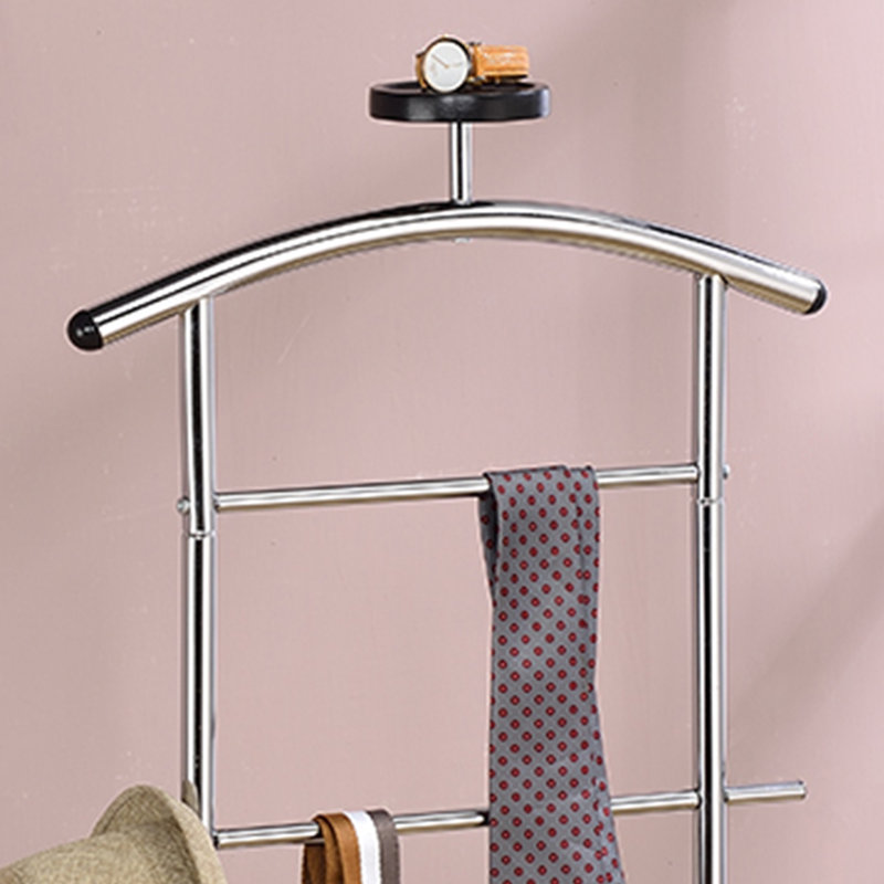 Metal Suit Valet Stand with Tie Bar, Tray & Trouser Bar – Freestanding Clothes Rack & Jacket Hanger – Clothing Organizer