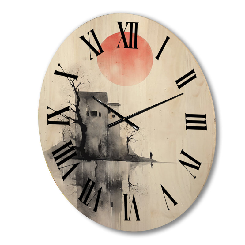 Horloge murale en bois massif Yisha, Grand