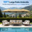 Parasol de patio rectangulaire de 15 pi avec base et lumières solaires, parasol extérieur décalé avec rotation à 360 °, système à manivelle, auvent Upf 50+ pour cour, piscine, terrasse-34533477