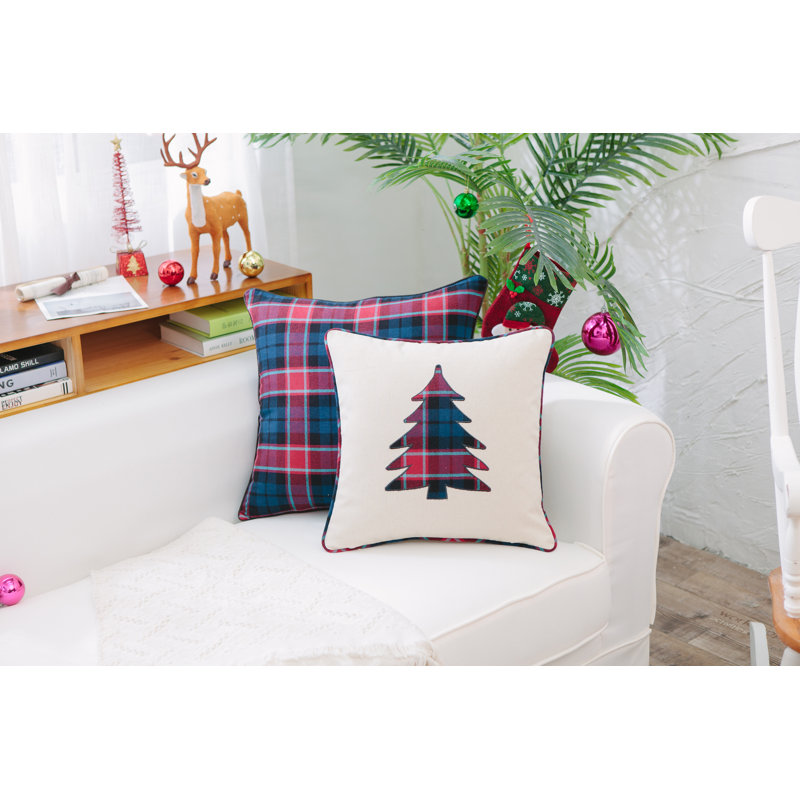 Holiday Series Plaid Cotton Throw Pillow
