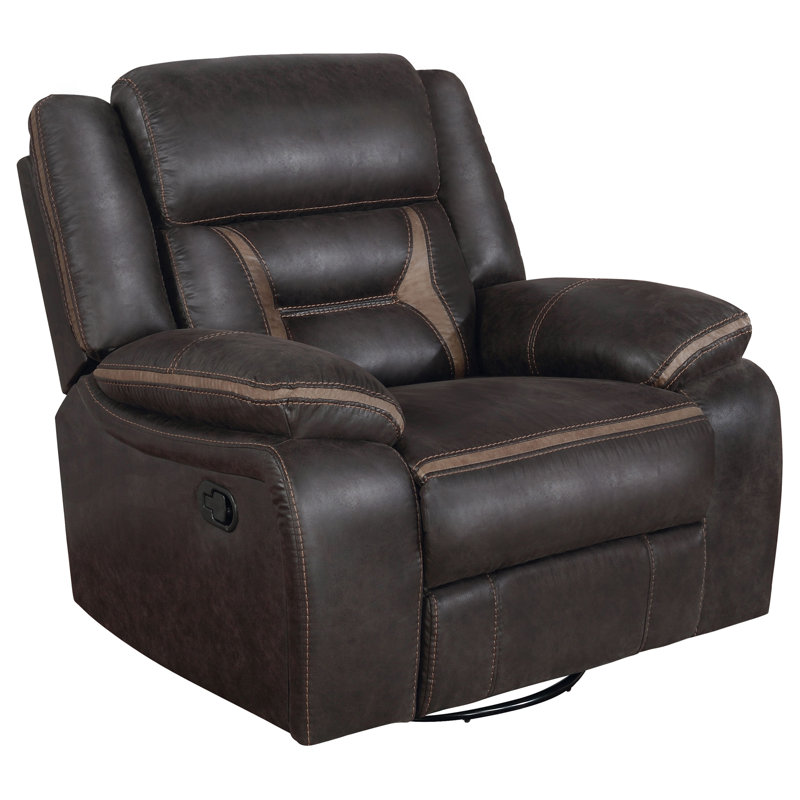 Fauteuil inclinable oscillant brun avec accoudoirs coussinés, Brun